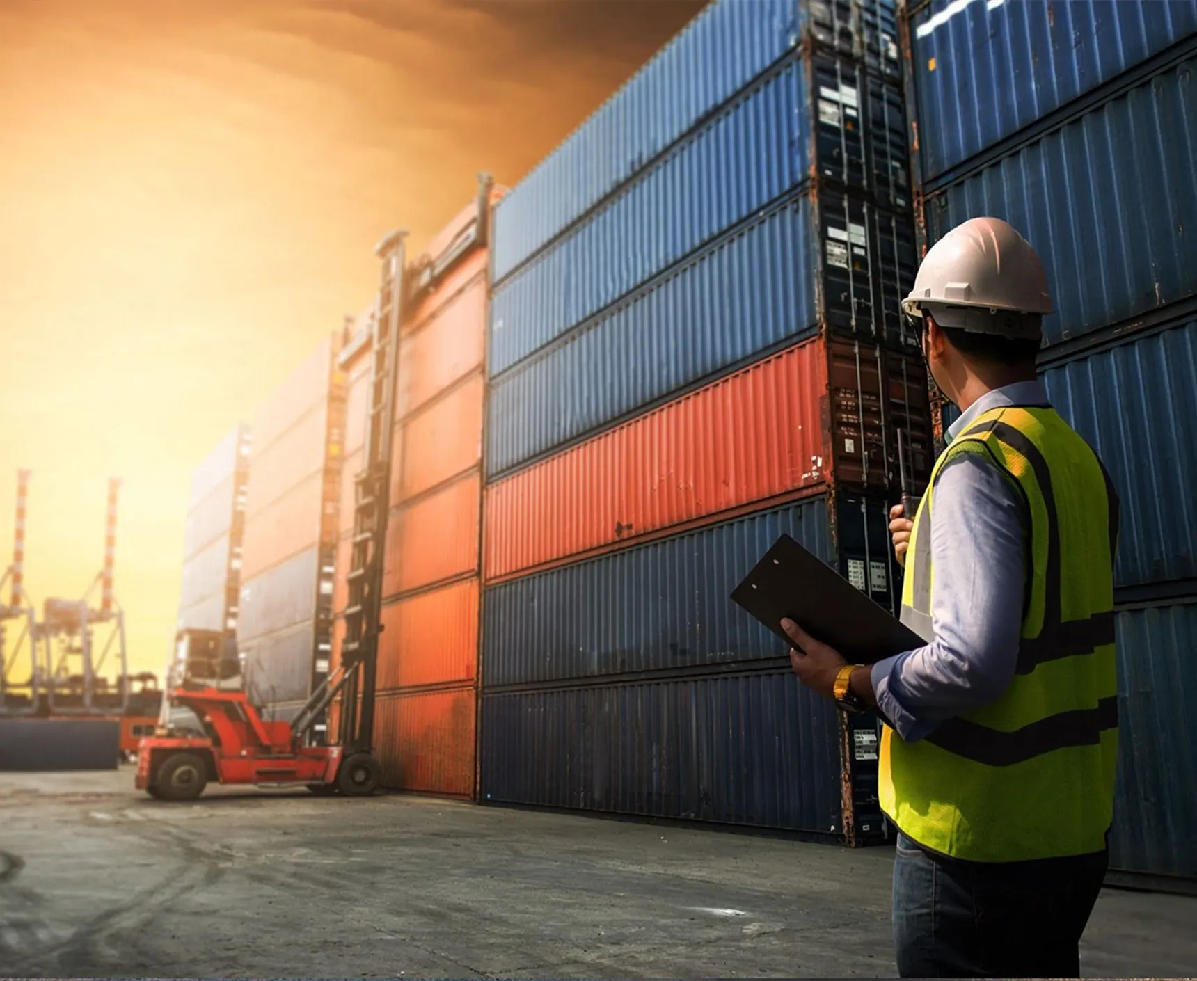 Containers at a Caspian port terminal
